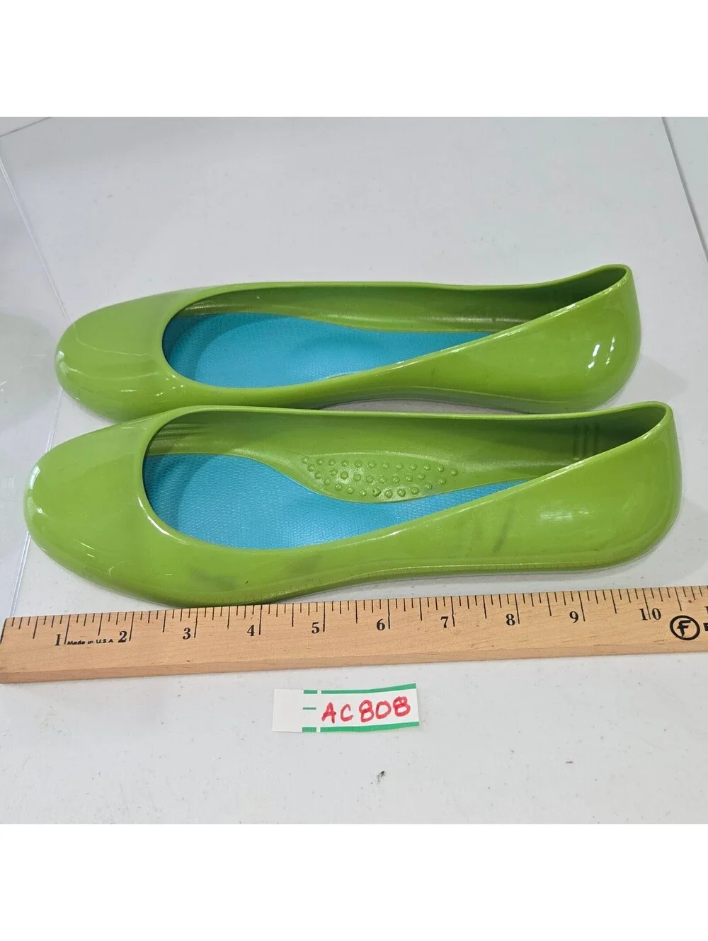 Oka-B Green Jelly Ballet Flats Women's US 10 EU 40 Waterproof Slip On Shoes
